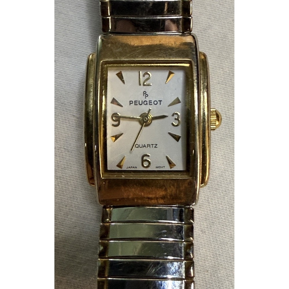PEUGEOT Vintage Women's Watch Gold Tone Stretch Band Quartz 19 mm